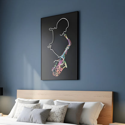 The Jazz Room - Saxophone themed LED Wall Art ~ 4 ft x 3 ft