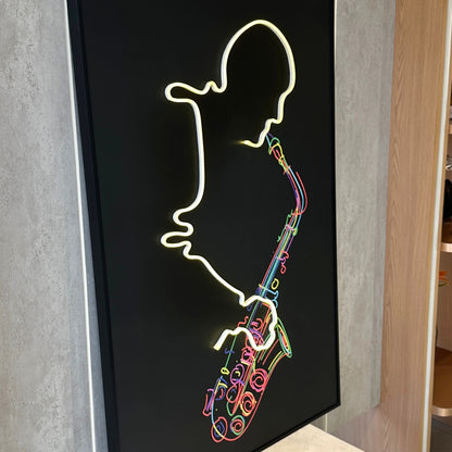 The Jazz Room - Saxophone themed LED Wall Art ~ 4 ft x 3 ft