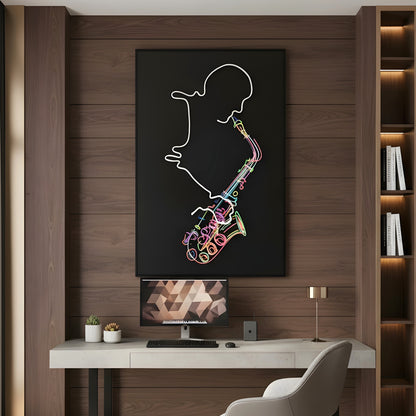 The Jazz Room - Saxophone themed LED Wall Art ~ 4 ft x 3 ft