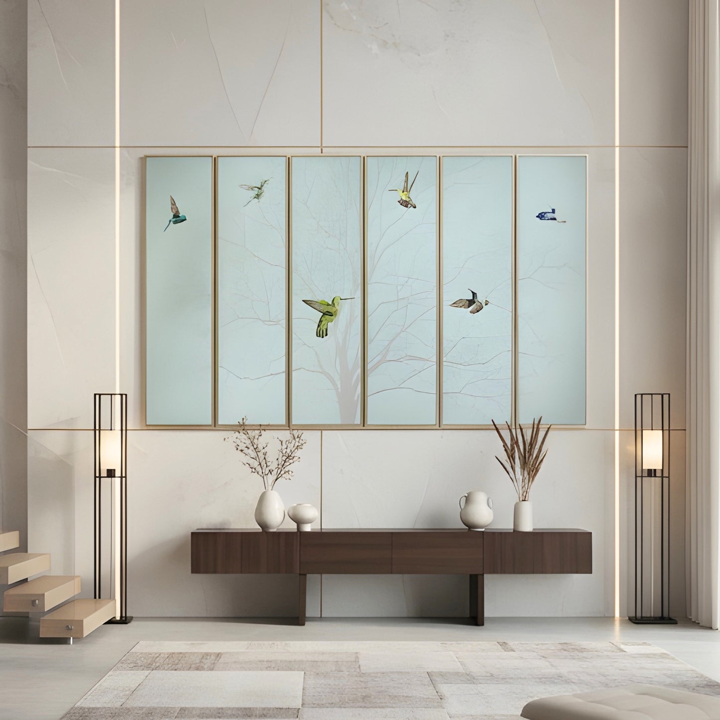Skybound – Nature inspired Mixed Media Wall Art (Set of 6) ~ 6.5 ft x 4 ft