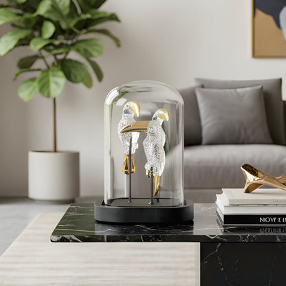 Perched - Glass & Metal Bird Showpiece