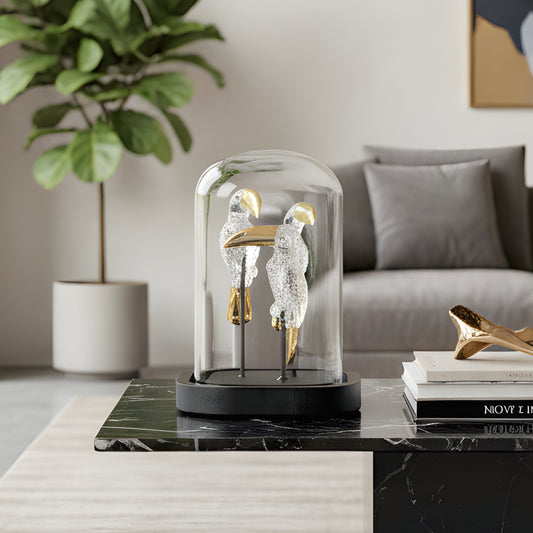 Perched - Glass & Metal Bird Showpiece