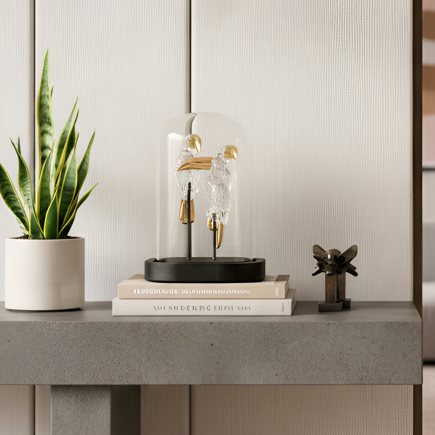 Perched - Glass & Metal Bird Showpiece