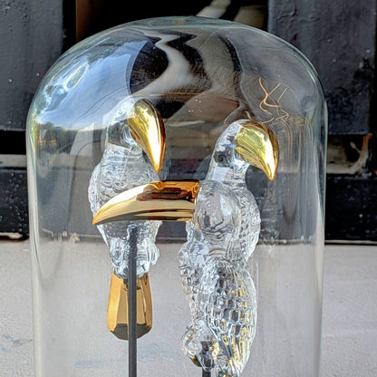 Perched - Glass & Metal Bird Showpiece