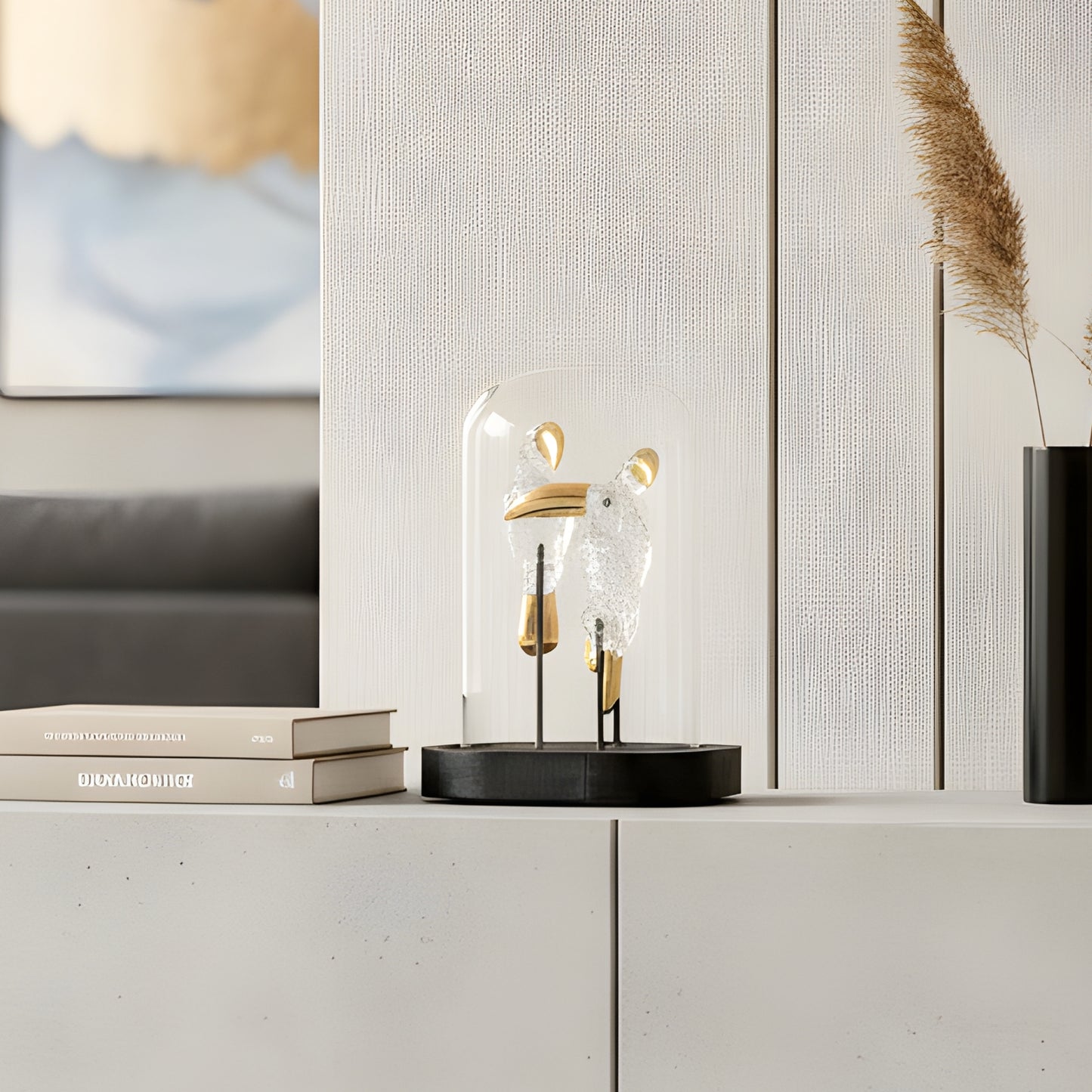 Perched - Glass & Metal Bird Showpiece