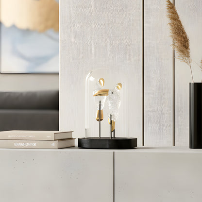 Perched - Glass & Metal Bird Showpiece