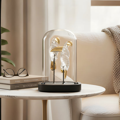 Perched - Glass & Metal Bird Showpiece
