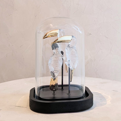 Perched - Glass & Metal Bird Showpiece