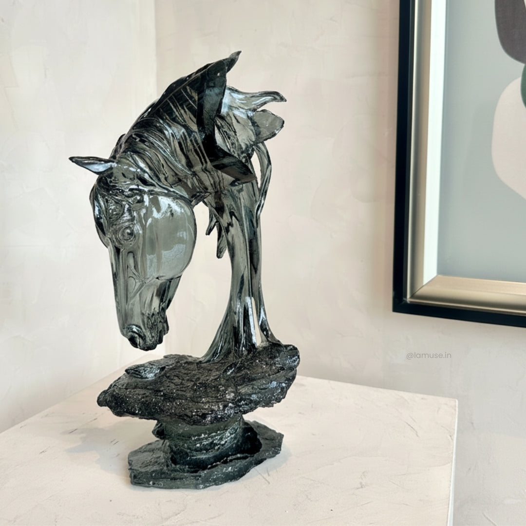 Phantom - Black Horse Showpiece ~ 1.5 feet Tall