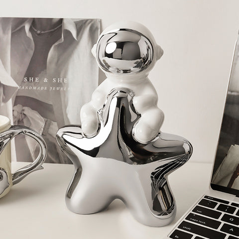 Benevolent Rider of The Space - Ceramic Astronaut Table Showpiece Style 3