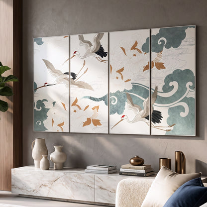 Skybound - Nature-inspired Embroidered Wall Art (Set of 4) ~ 7.5 ft x 4 ft