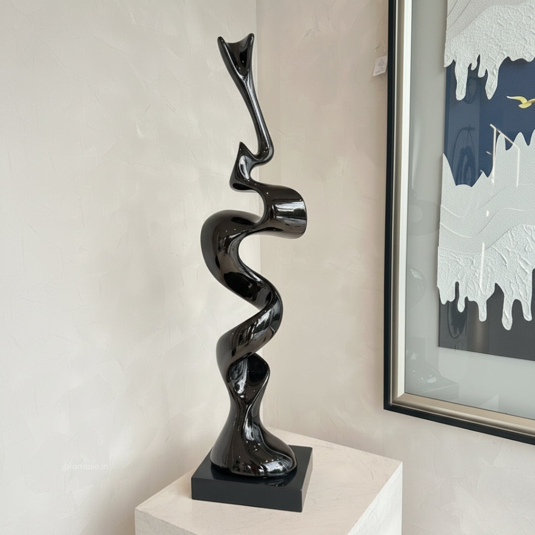 Flaire - Modern Abstract Gun Metallic Finish Sculpture ~ 3.5 Feet Tall