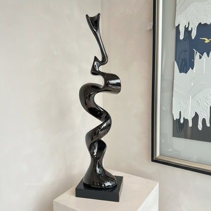 Flaire - Modern Abstract Gun Metallic Finish Sculpture ~ 3.5 Feet Tall