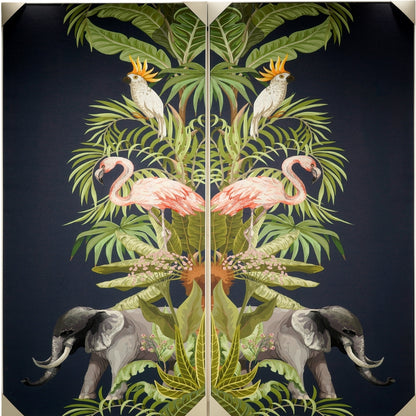 Tropical Paradise - Silk Print & Embroidered Wall Art ~ 7 feet