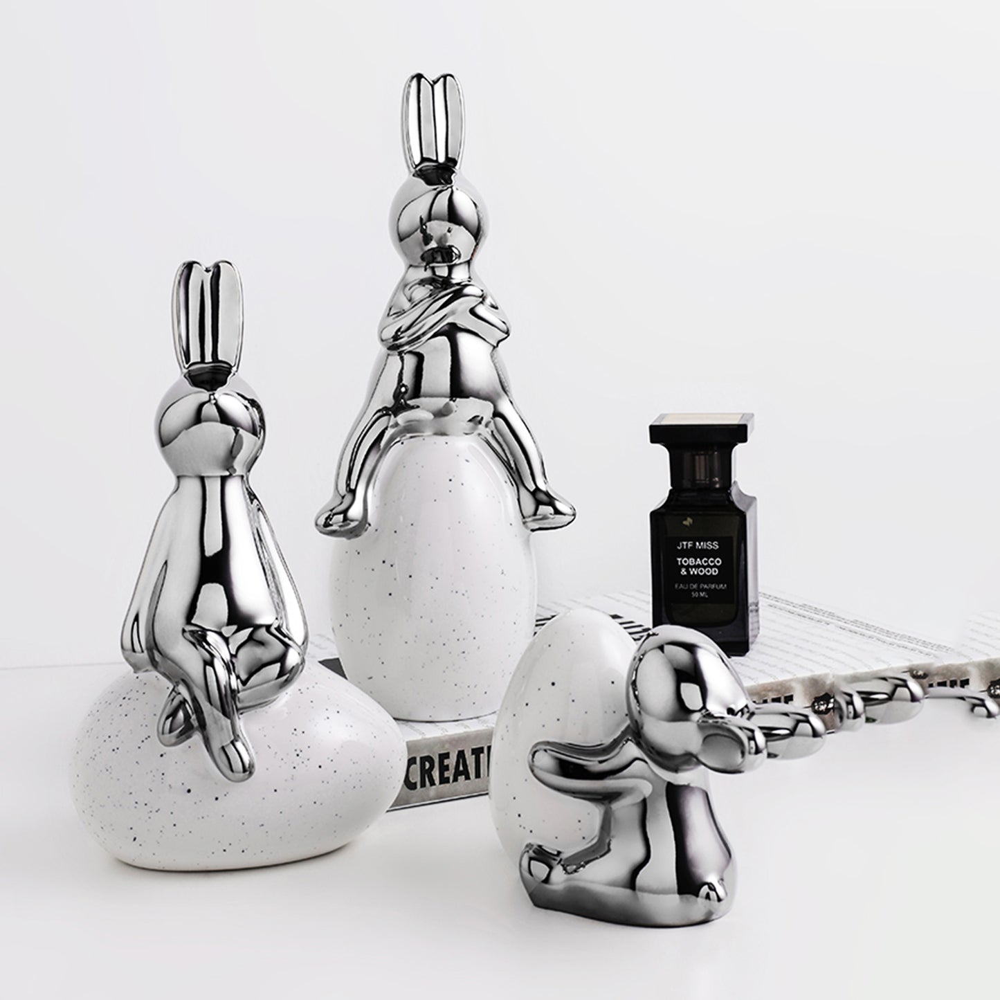 Showpiece The Spontaneous Coney - Ceramic Rabbit Table Showpieces (Set of 3)