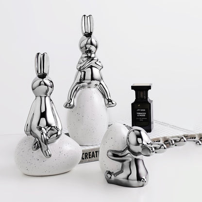 Showpiece The Spontaneous Coney - Ceramic Rabbit Table Showpieces (Set of 3)