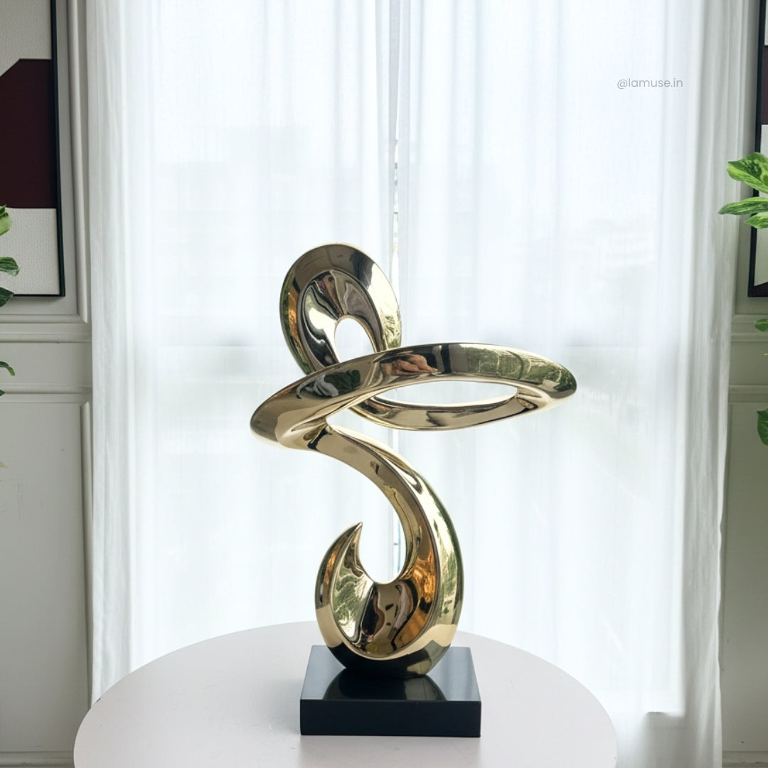 Continuum - Modern Abstract Metallic Gold Finish Sculpture ~ 2.5 feet Tall