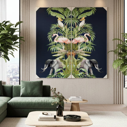 Tropical Paradise - Silk Print & Embroidered Wall Art ~ 7 feet
