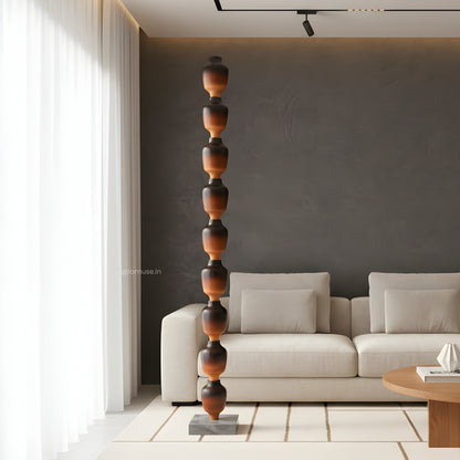 Bastion - Wood Finish Totem Floor Sculpture ~ 7 feet Tall