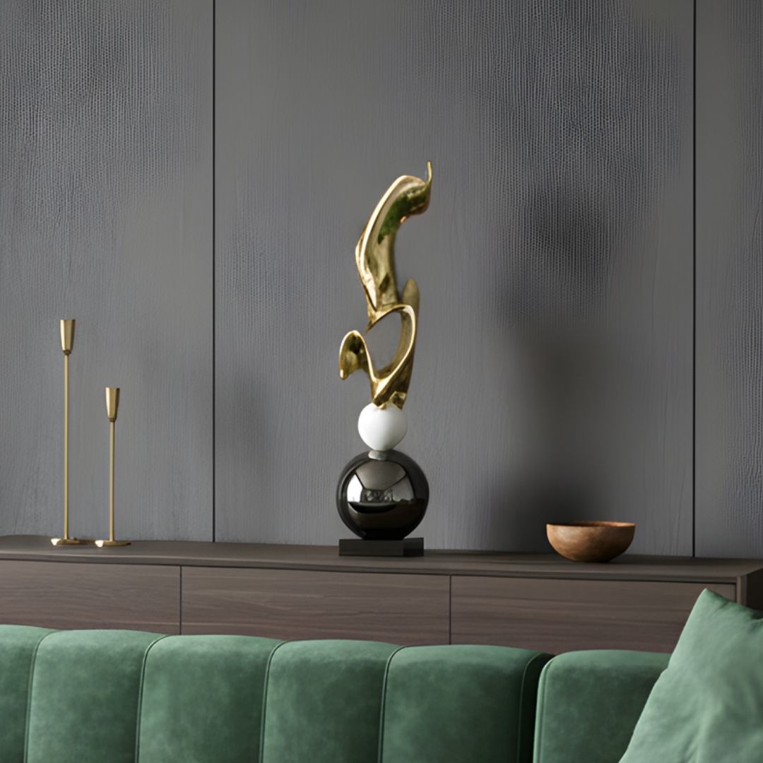 Ignis - Modern Abstract Metallic Finish Sculpture ~ 2.5 Feet Tall