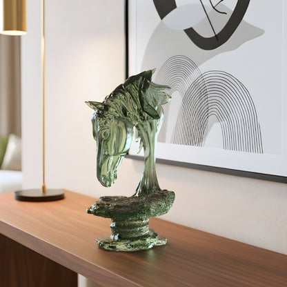 Phantom - Green Horse Showpiece ~ 1.5 feet Tall