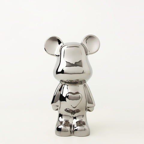 Joviality of a Playful Soul - Ceramic Bear Table Showpiece - Silver