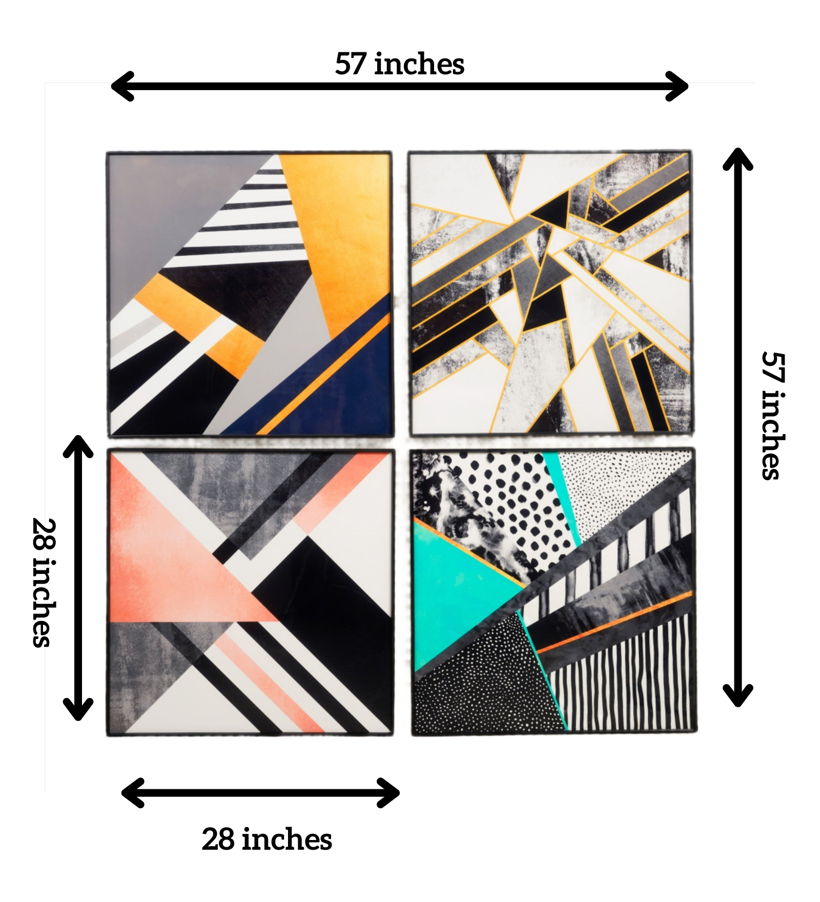crystal porcelain wall arts Chromatic Harmonies - Glass Framed Modern Abstract Crystal Porcelain Wall Art (Set of 4)