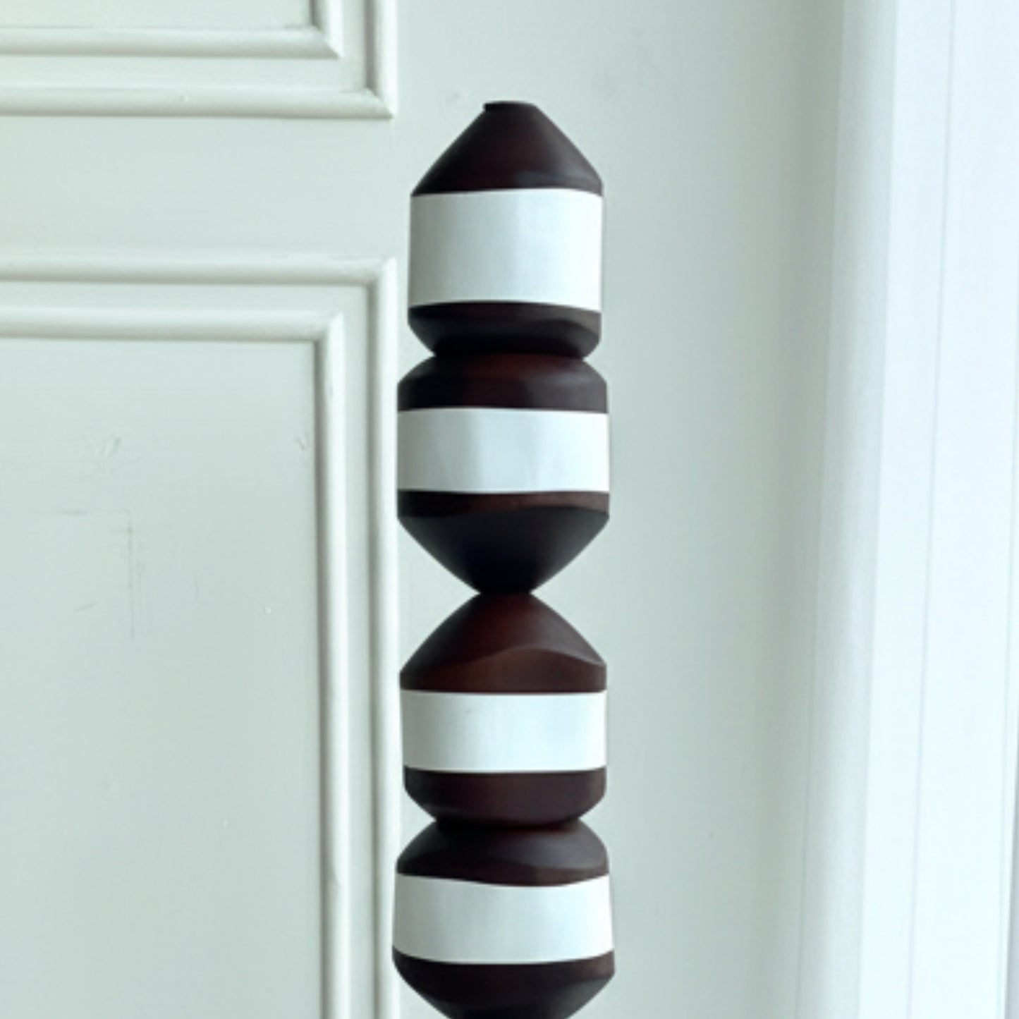 Stacked - Bold Brown & White Totem Floor Sculpture ~ 4 ft Tall