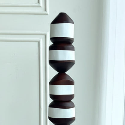 Stacked - Bold Brown & White Totem Floor Sculpture ~ 4 ft Tall
