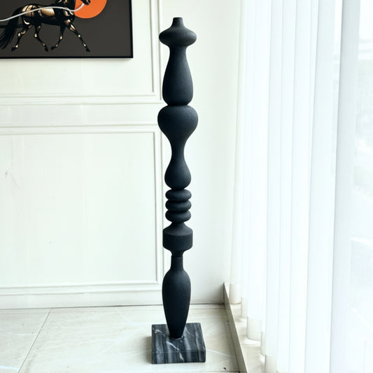 Monolith - Black Totem Floor Sculpture ~ 5.5 ft Tall