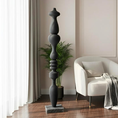 Monolith - Black Totem Floor Sculpture ~ 5.5 ft Tall