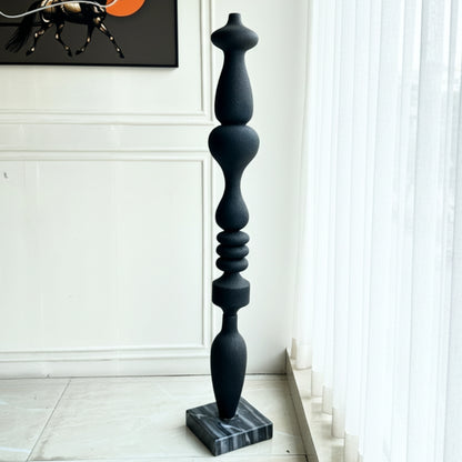 Monolith - Black Totem Floor Sculpture ~ 5.5 ft Tall
