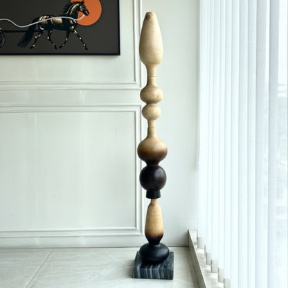 Nexus - Wood Finish Totem Floor Sculpture ~ 5.5 feet Tall