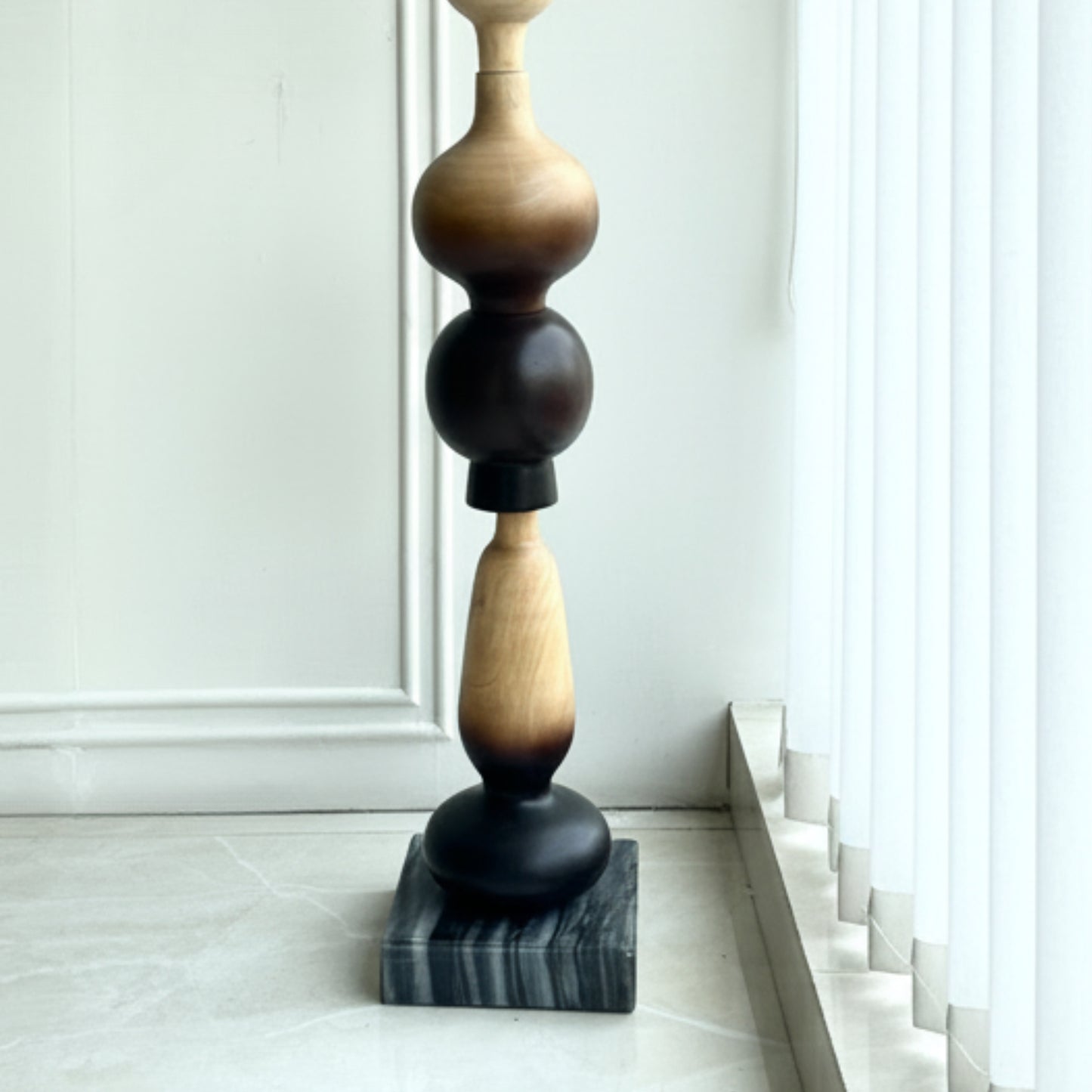 Nexus - Wood Finish Totem Floor Sculpture ~ 5.5 feet Tall