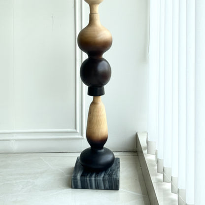 Nexus - Wood Finish Totem Floor Sculpture ~ 5.5 feet Tall
