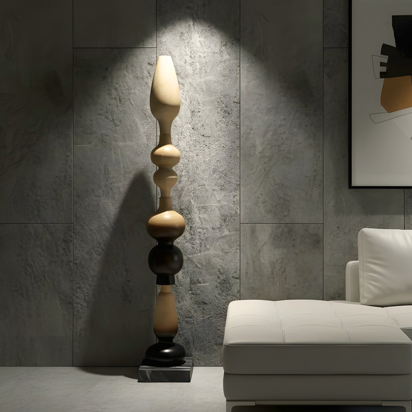 Nexus - Wood Finish Totem Floor Sculpture ~ 5.5 feet Tall