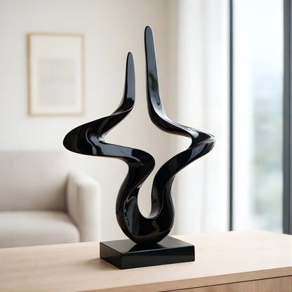 Flux - Metallic Black Finish Abstract Showpiece ~ 2.5 ft Tall