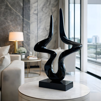 Flux - Metallic Black Finish Abstract Showpiece ~ 2.5 ft Tall