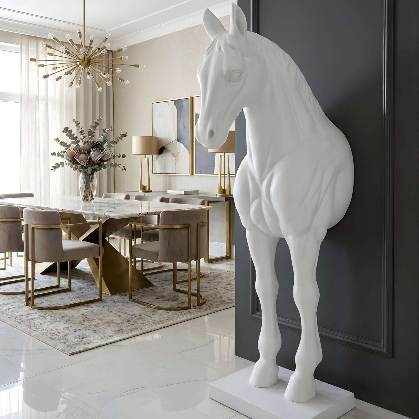 White Majesty - Horse Floor Sculpture ~ 5.5 feet Tall