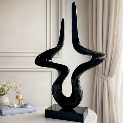 Flux - Metallic Black Finish Abstract Showpiece ~ 2.5 ft Tall