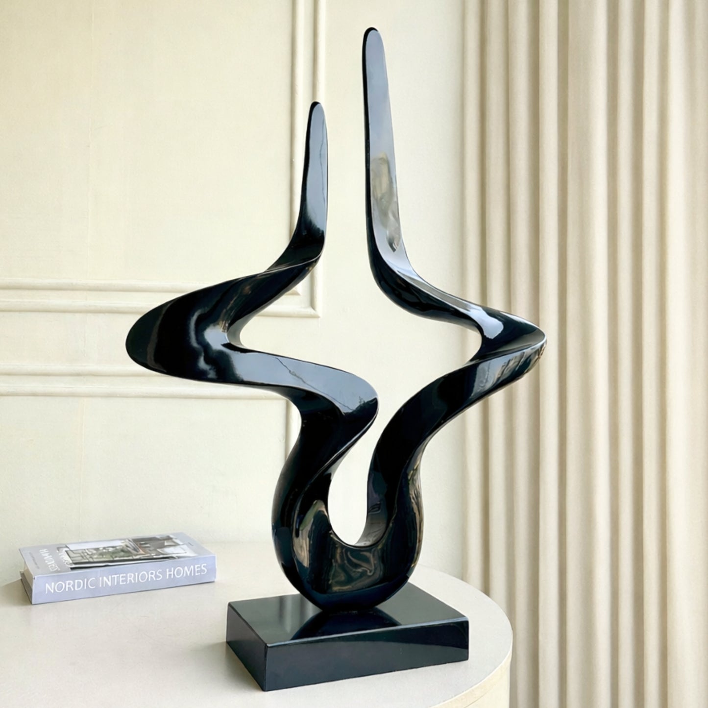 Flux - Metallic Black Finish Abstract Showpiece ~ 2.5 ft Tall