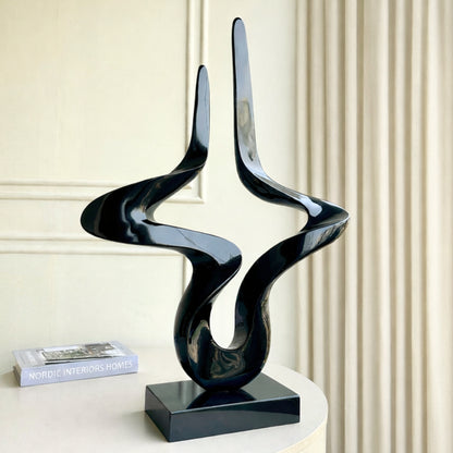 Flux - Metallic Black Finish Abstract Showpiece ~ 2.5 ft Tall
