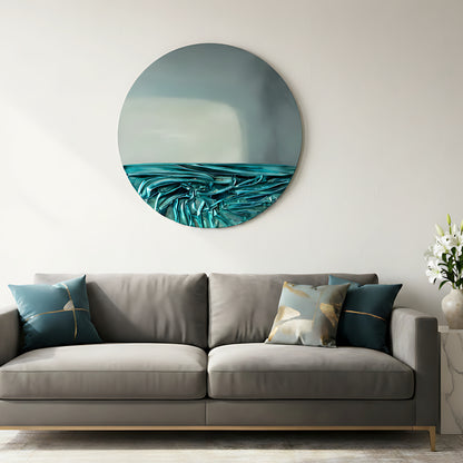 Aqua – Modern Abstract Premium Wall Art ~ 3 ft Dia
