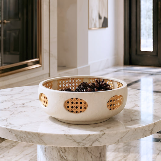 Sanctuary - Ceramic & Bamboo Weaving Decorative Bowl