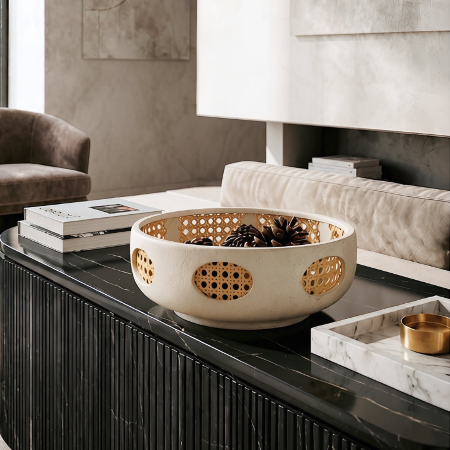 Sanctuary - Ceramic & Bamboo Weaving Decorative Bowl
