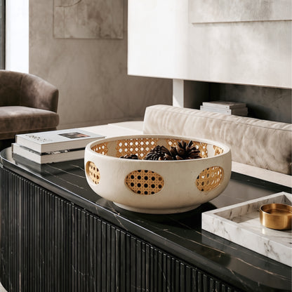 Sanctuary - Ceramic & Bamboo Weaving Decorative Bowl