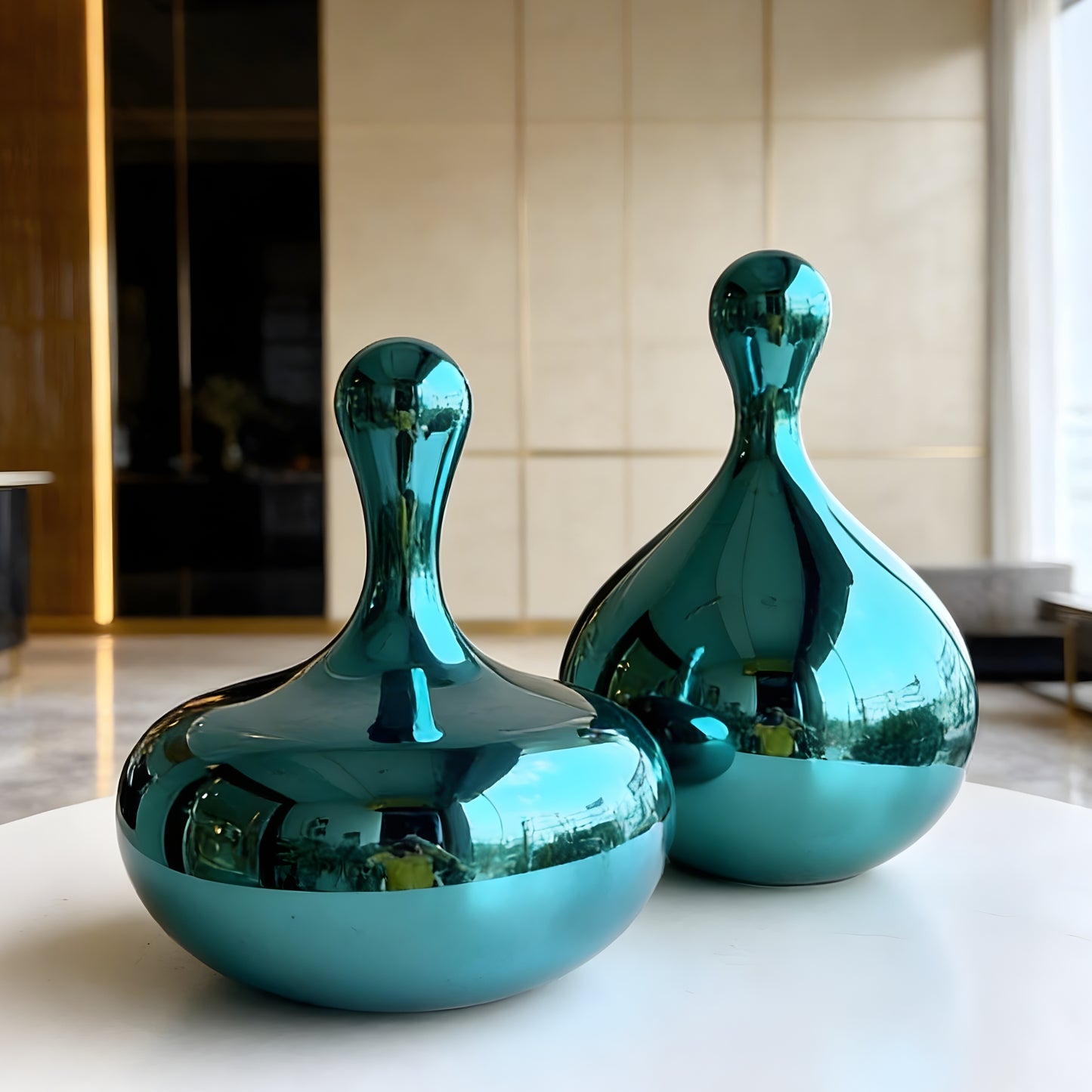 Aqua - Metallic Finish Abstract Showpiece ~ 1 feet Tall