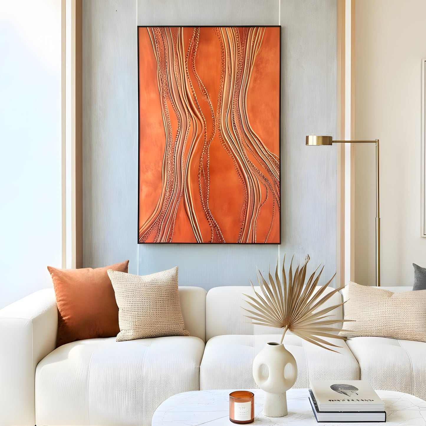 Trace - Premium UV Print Canvas Wall Art - Orange ~ 4 ft x 3 ft