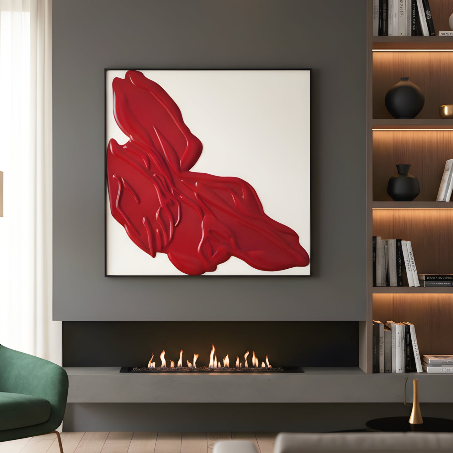 Scarlet - Modern Abstract Layered Wood Wall Art ~ 3 ft x 3 ft