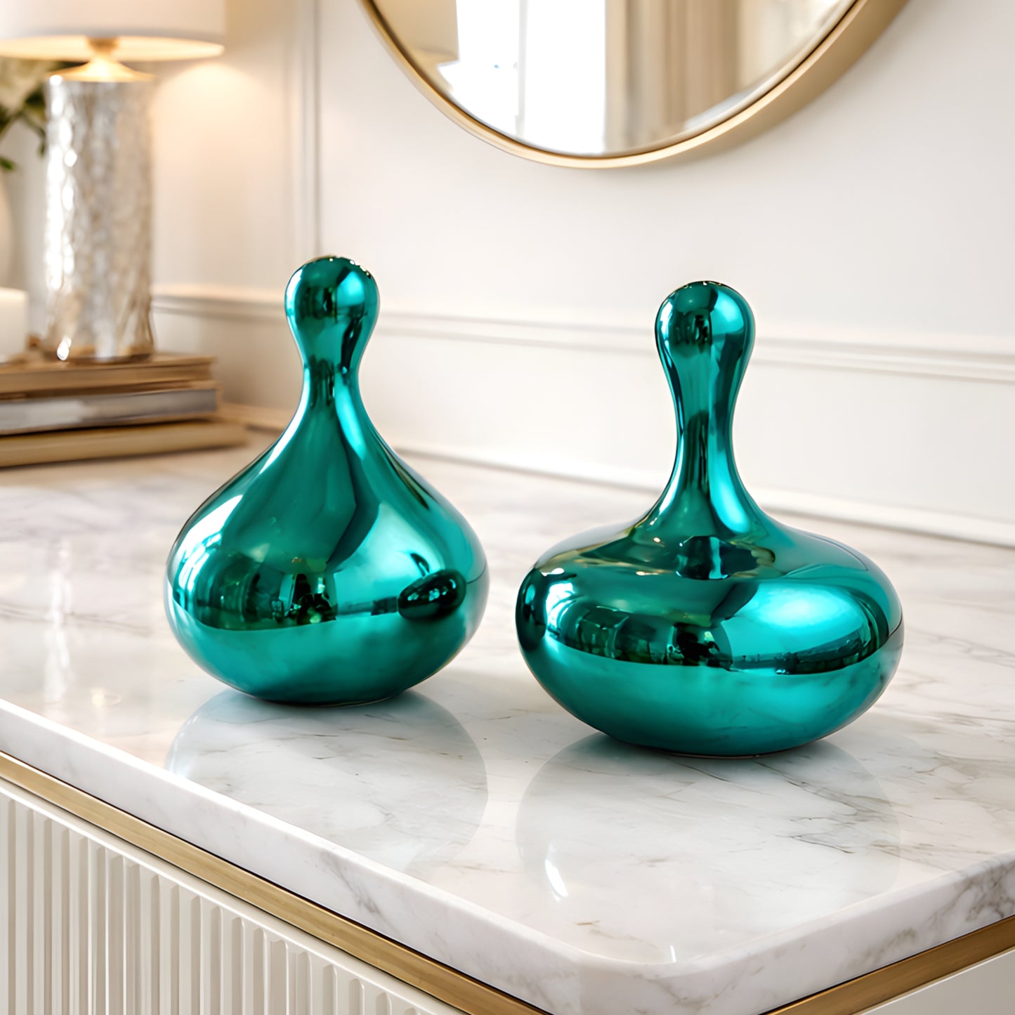 Aqua - Metallic Finish Abstract Showpiece ~ 1 feet Tall